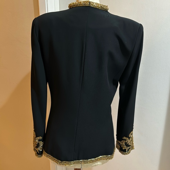 Victor Costa Vintage Black Gold Sequins Seed Beaded Luxurious Designer Jacket 8 - Picture 6 of 17